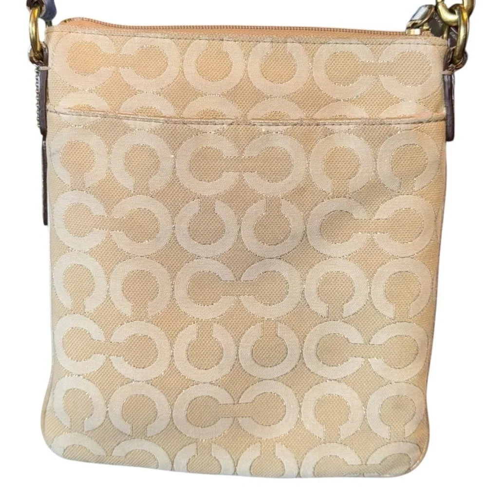 Coach “Julia” Crossbody Silver Metallic Monogram Purse Refurbished 8.5x7.5 - Picture 3 of 11